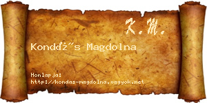 Kondás Magdolna névjegykártya